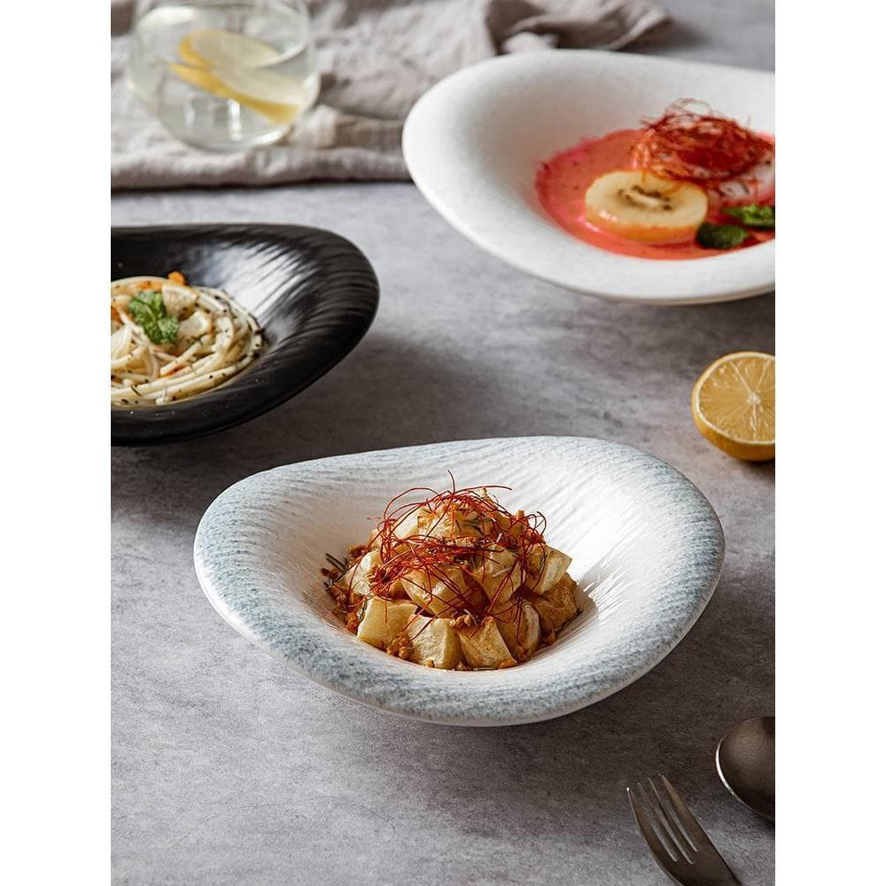 Prato de chapéu de palha prato High-End sentido prato frio em forma especial tigela de salada prato de comida ocidental