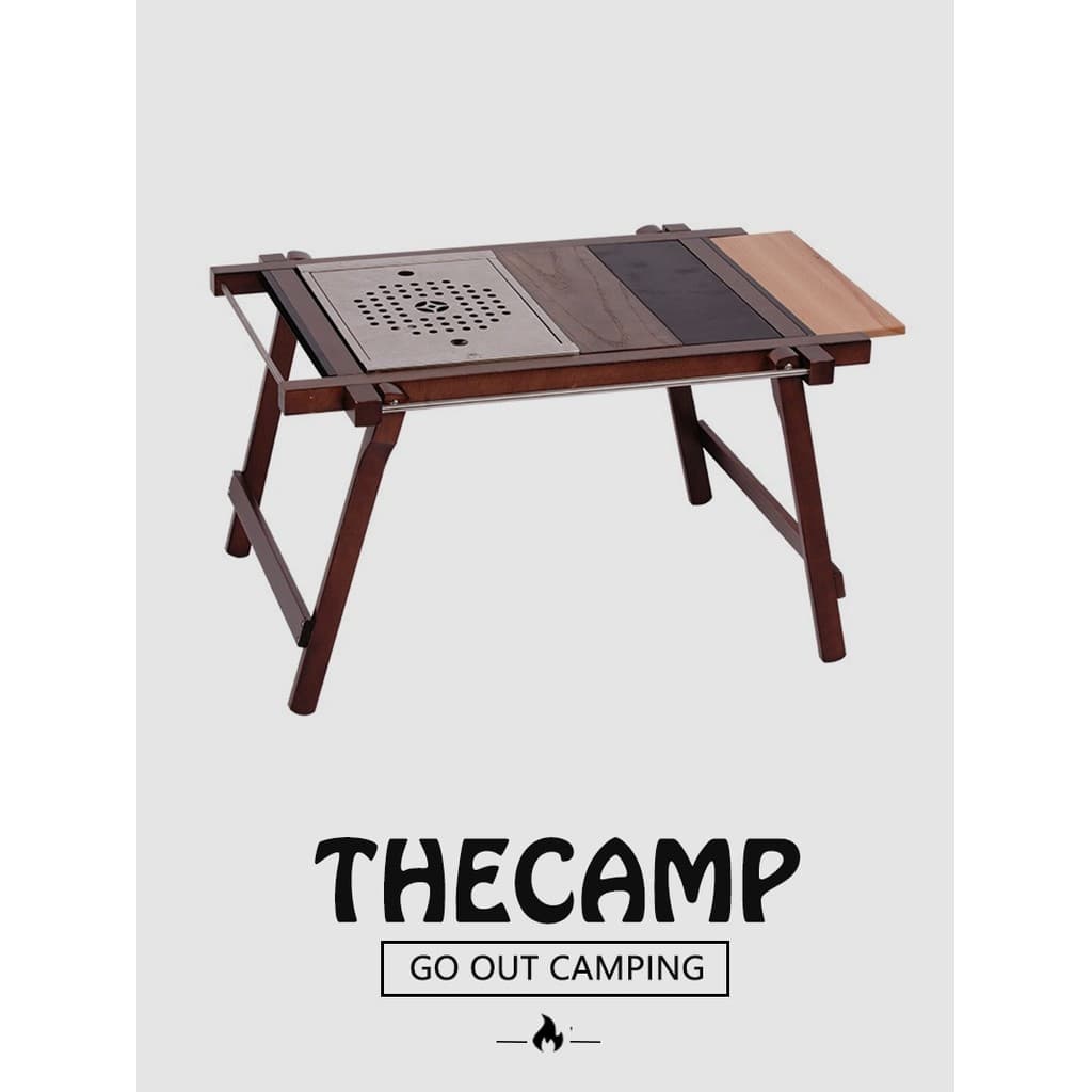 Mesa de deusa para acampamento ao ar livre, auto-condução, piquenique, dobrável, madeira sólida, acampamento, churrasco,