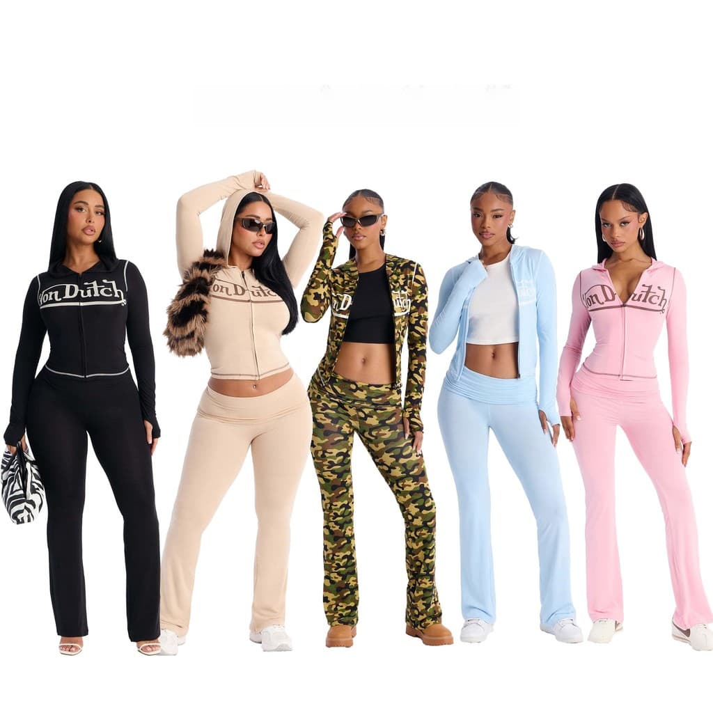 Conjunto Feminino Com Capuz E Zíper Esportivo Y2K Estampa De Letras Elásticas Justas Leggings Agasalho