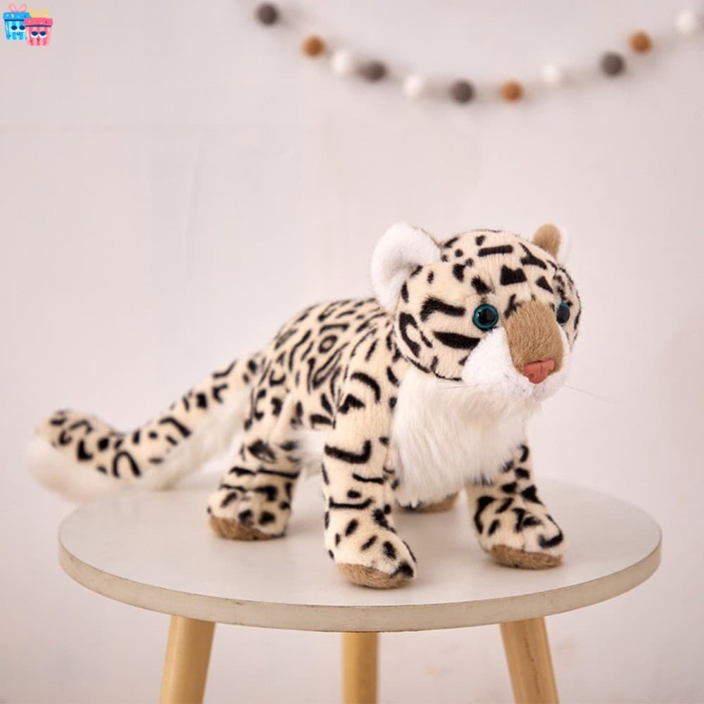 Brinquedo De Pelúcia De Leopardo De Neve Realista Fofo Macio Recheado Boneca Fofinho Companheiro De Dormir Para Meninos