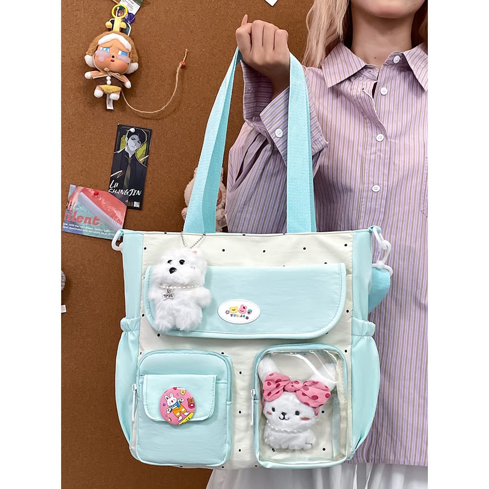 Contraste cor estilo preguiçoso bolsa de ombro japonês Bar Chirp exposição dor saco leve bolsa Commuter estudante Outing