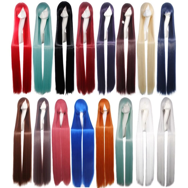 Cosplay Wig Costume Unisex Universal 120 150cm Cabelos longos lisos Anime Coloração