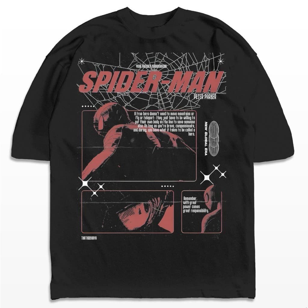 Camiseta Oversized Spider Man Peter Parker Streetwear Harajuku Aesthetic Camisa Unissex
