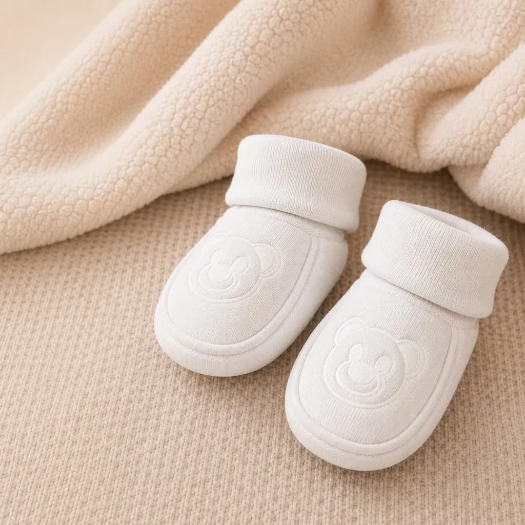 Sapatinho Pantufa Bebê Recém-nascido Macio 0 A 6 Meses Branco Único