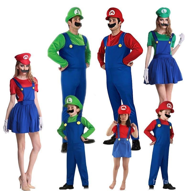 Fantasia do Super Mario para Adultos e Crianças, Cosplay de Anime, Apresentação de Halloween, Festa no Jardim UN H25H 84