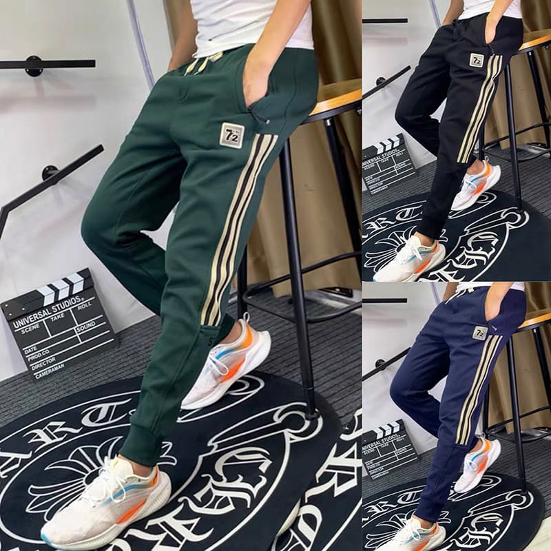 Calças casuais masculinas na moda Leggings calças esportivas primavera outono All-Match rufião bonito listrado pés peque
