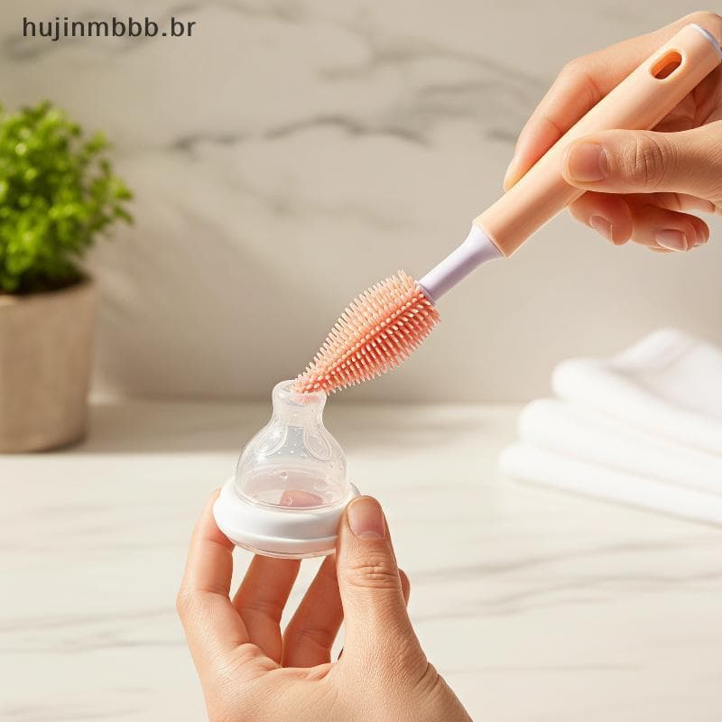 huji 1/2 Pcs Silicone Garrafa Limpeza Escova Alça Flexível 360 ° Profunda Para Cozinha , Copo De Mamadeira , Lavagem br