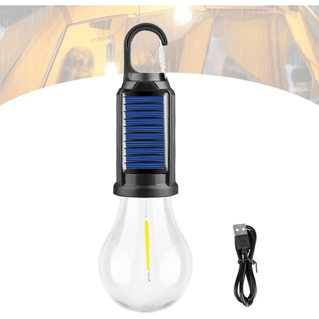 Lanterna Solar para Camping à Prova d'Água - Lanterna LED Portátil com 3 Modos e Carregamento Solar/USB, Gancho para Pen