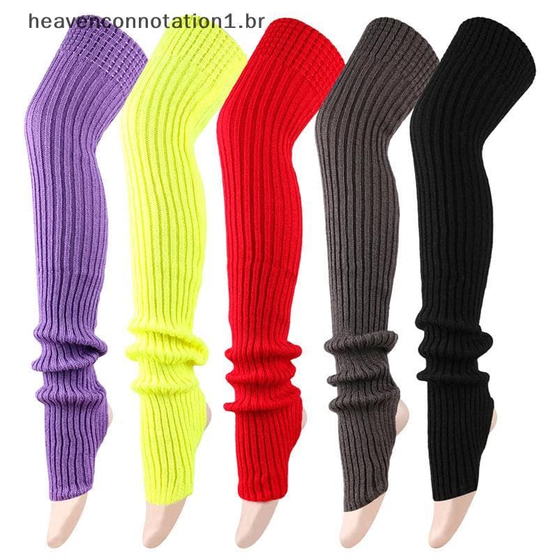 heav 80cm Mulheres Polainas Inverno Menina Feminino Perna Capa Para Ginásio Fitness Malha Lã Dança Ballet Yoga Solto Sos