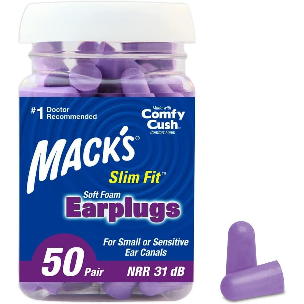 Protetores Auriculares de Espuma Macia Mack's Slim Fit, 50 Pares - Protetores Auriculares Pequenos para Dormir, Ronco, V
