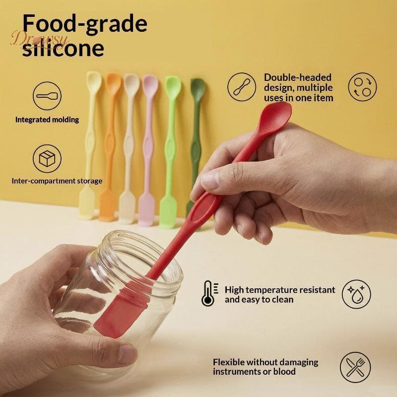 Colher De Raspagem De Silicone Sonolento , Cabeça Dupla , Resistente Ao Calor , Sem Arranhões , Utensílio Amigável Para