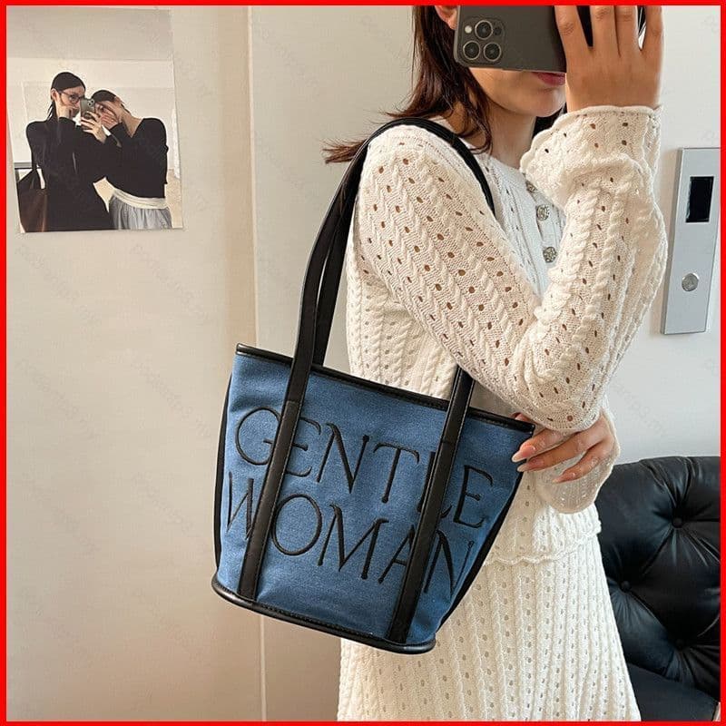 PDF3 Gentlewoman denim Bordado Carta Bolsa De Ombro 2025 Nova Sacola De Cor Contrastante all-match