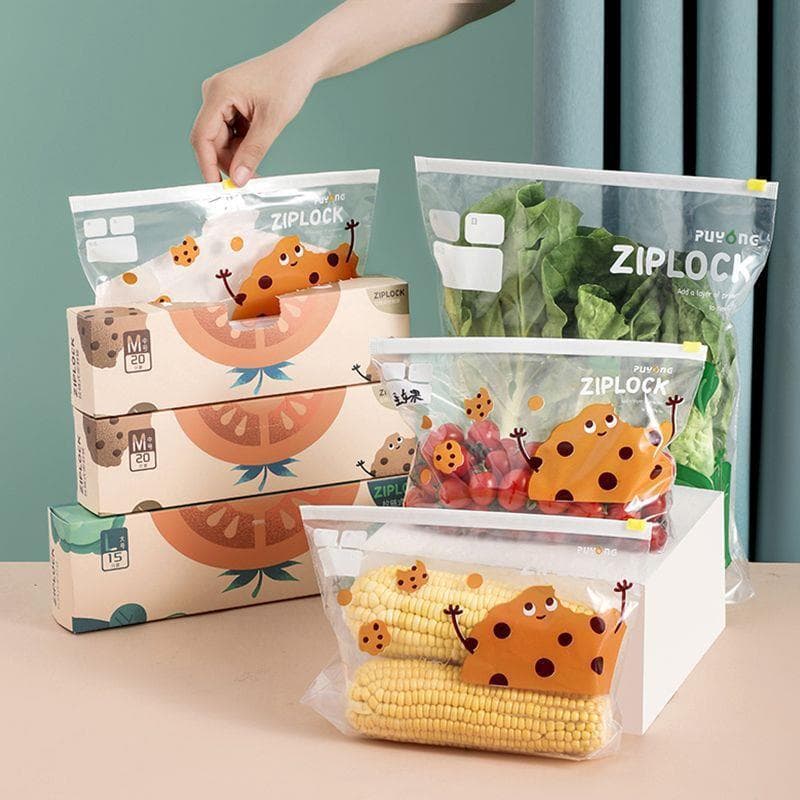 Saco para manter alimentos frescos, saco selado com zíper, saco plástico reforçado com zíper, geladeira, Freezer, armaze