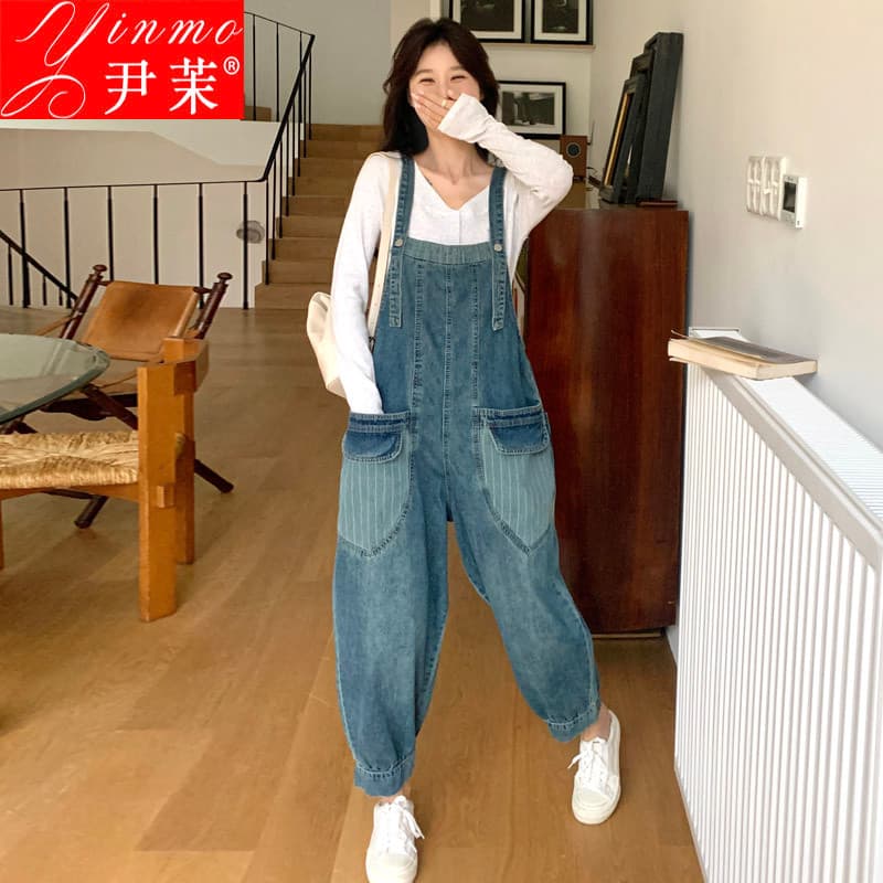 Leite fufufu Denim macacão feminino primavera 2024 novo estilo macacão frito rua estilo ocidental redução de idade estil