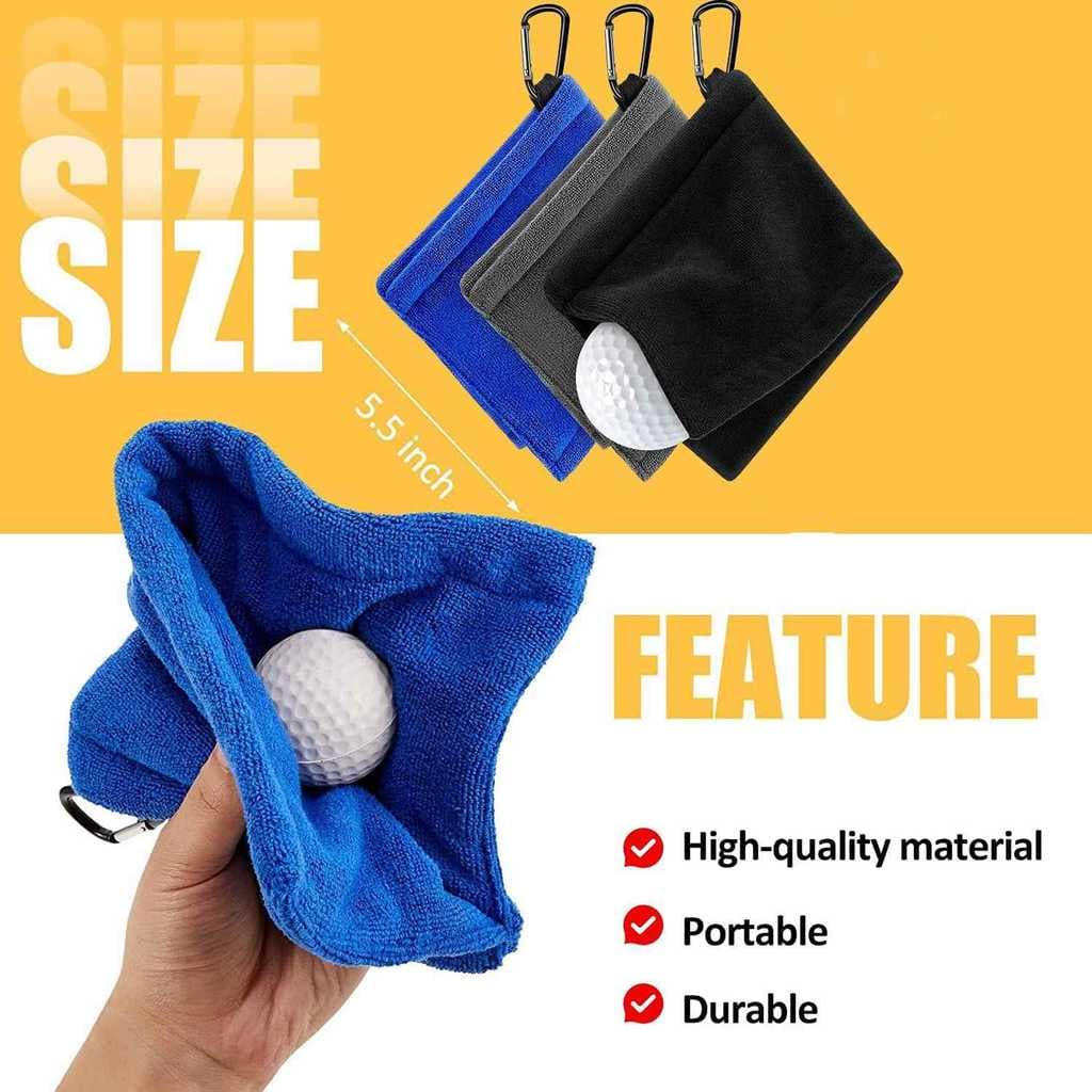 Toalha de limpeza de golfe para tacos de limpeza, produtos de limpeza de golfe de dupla face com ganchos, produtos espor