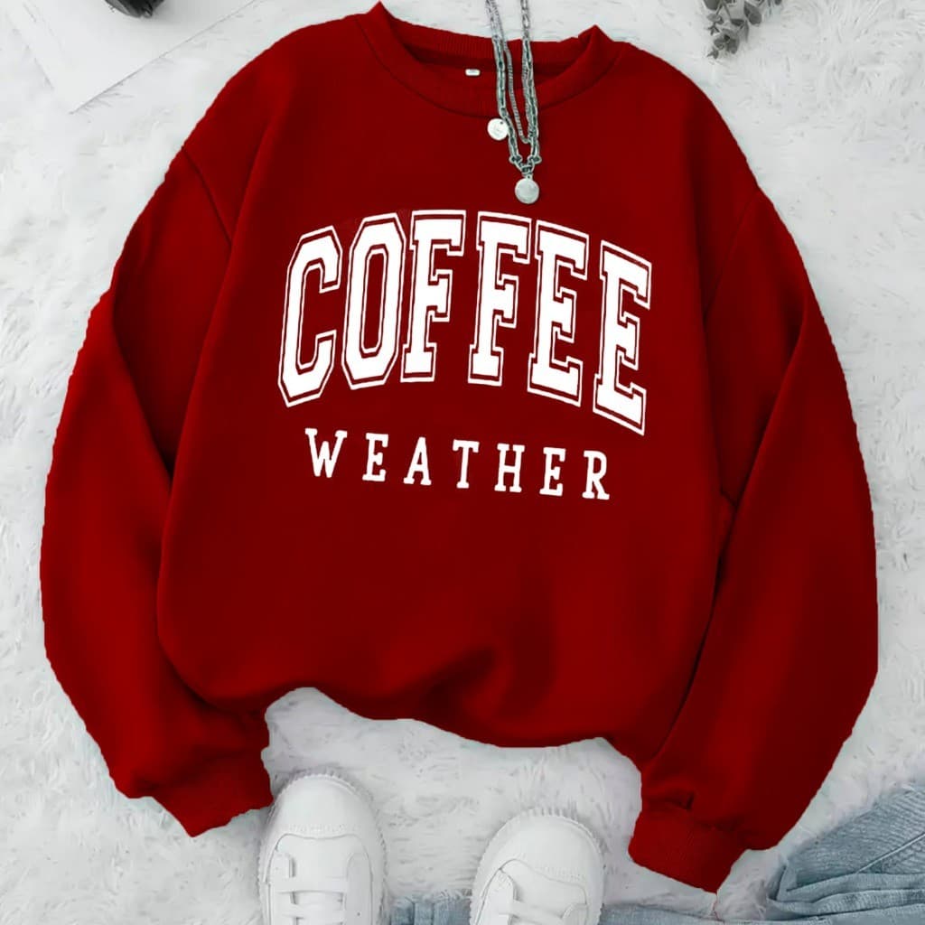 Moletom Careca Coffee Weather Gola Redonda Casaco Feminino e Masculino Flanelado Frio Algodão Blusa Casaco