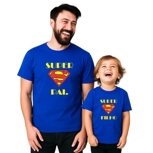 Kit Camisa Tal Pai Tal filho Estampada100% Algodão Super Pai Super Filho Dia do Pais