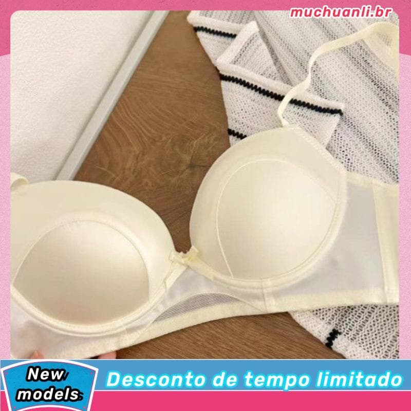 Novo estilo francês doce menina roupa interior seios pequenos reunir confortável sem anel de aço superior apoio seios su