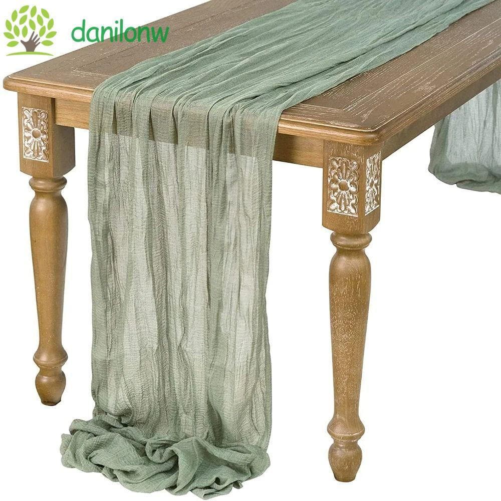 Toalha de Mesa de Gaze DANILO, Caminhos de Mesa Vintage Boho, Decoração de Casamento Semi-Transparente 90x180/300cm RQ5N