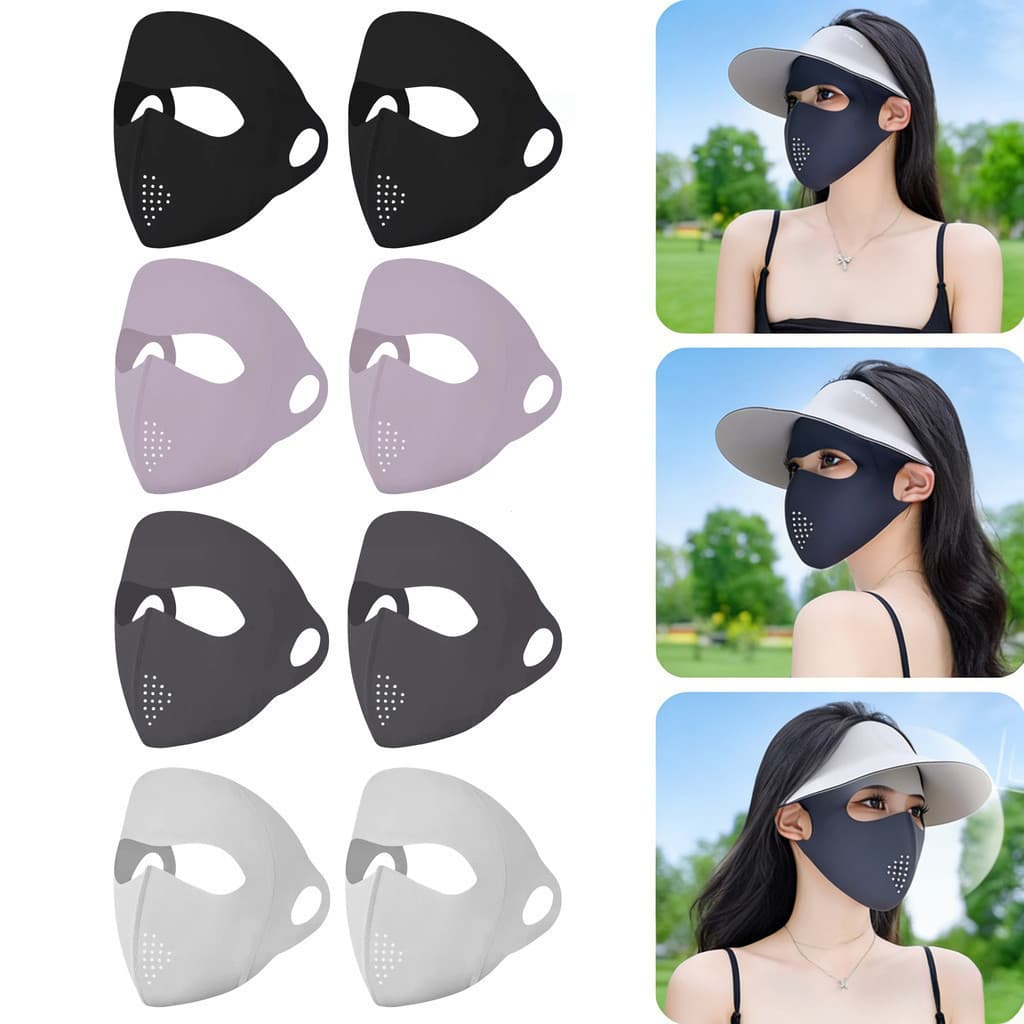 Máscara Facial 3D de Verão para Mulheres, Protetora UV, Máscara de Seda Gelada para Proteção Solar