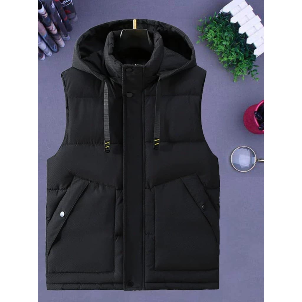 Colete com capuz masculino outono inverno engrossado Casual quente para baixo jaqueta acolchoada solta tamanho grande co