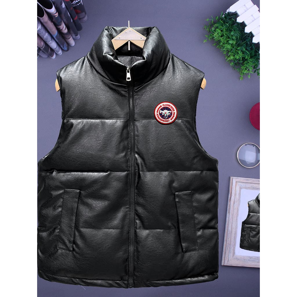 Outono inverno novo estilo masculino feminino para baixo colete de algodão moda couro na moda All-Match Casual esportes