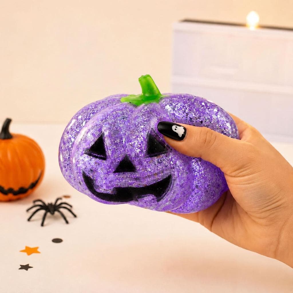 Bola De Estresse De Abóbora De Halloween Para Adultos , Bolinhos De Glitter De Ascensão Lenta Squishies Decorações Fanta
