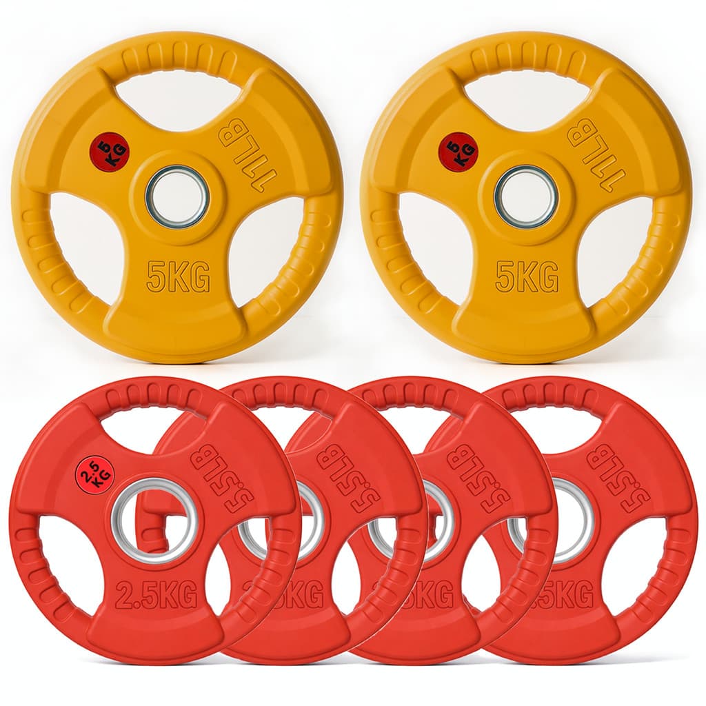 Kit Anilhas Olímpicas 20kg Fitcore Emborrachadas 4x2,5kg + 2x5kg Furo 50mm