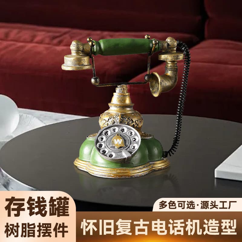 Ornamentos retrô nostálgicos para itens antigos, enfeites para telefone, cofrinho, ornamento criativo para telefone