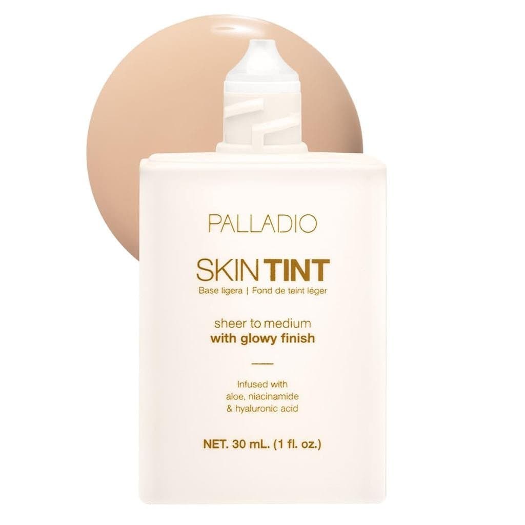 Palladio Skin Tint com Aloe, Niacinamida e Ácido Hialurônico, Cobertura Leve a Média, Acabamento Radiante, Base Leve Ilu
