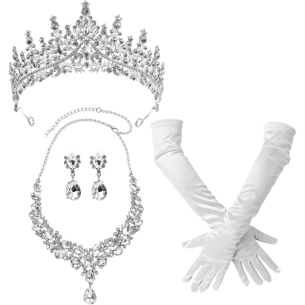 Conjunto de Acessórios de Joias de Noiva Tondiamo: Tiaras de Cristal, Coroas, Colar em Forma de Gota, Brincos, Luvas de