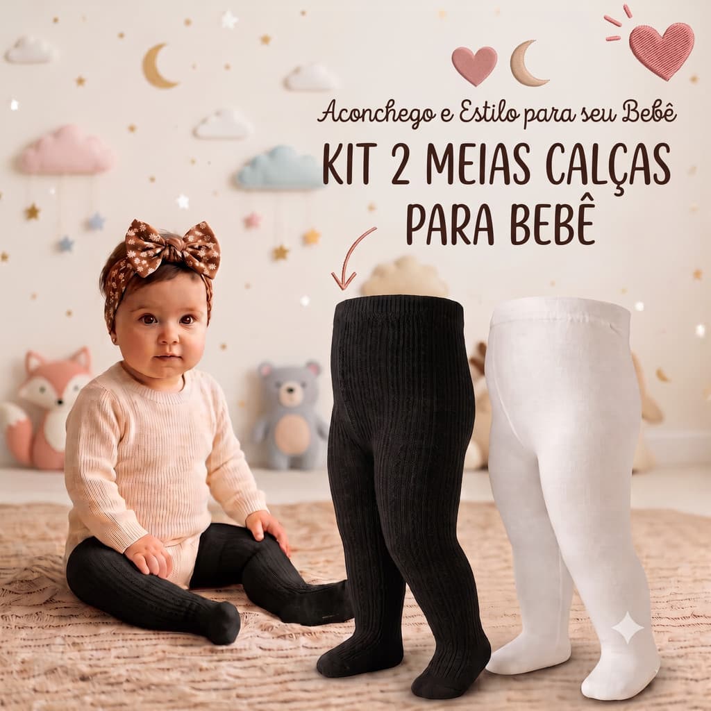 Meia Calça Puket RN Bebê Ultra Confortável e Quentinha Enxoval Inverno Frio Macia