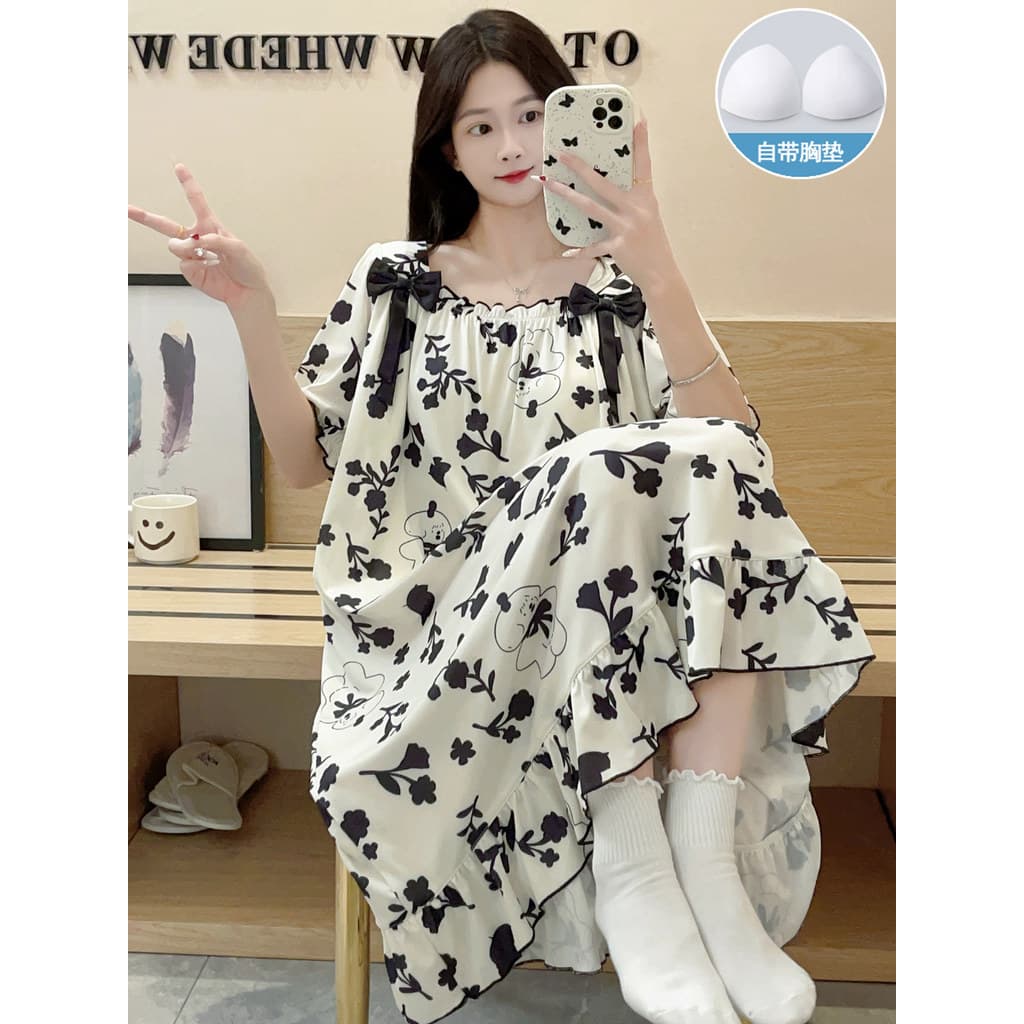 Camisola feminina 2026 novo estilo verão com almofada no peito estilo princesa seda gelo rosqueado verão pode usar fora