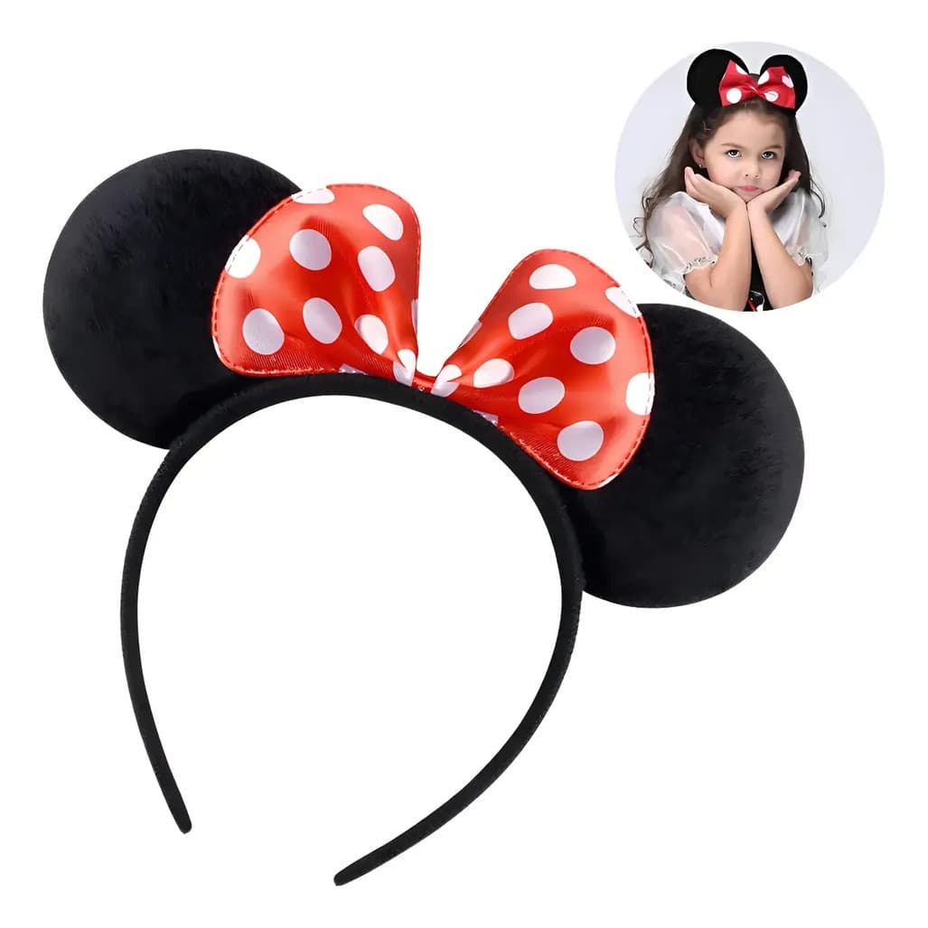 Tiara Arco Minnie Preto Com Vermelho  kit com 6 / 12 / 24