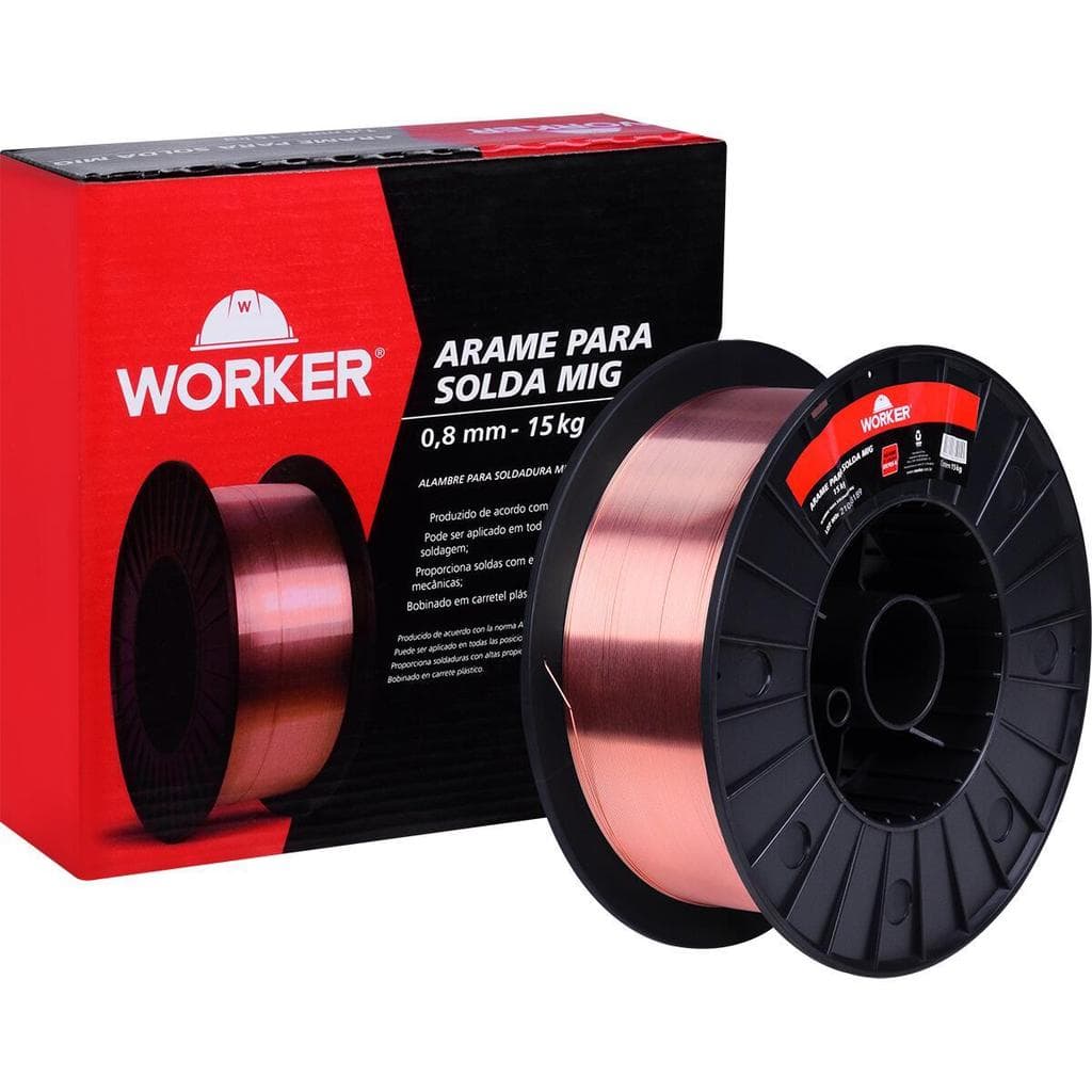Arame Mig 0,8Mm 15Kg Carretel Plástico Para Solda Worker
