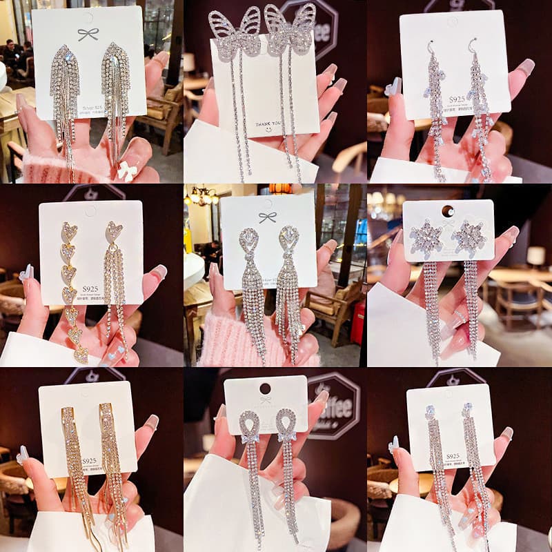 Luz de luxo celebridade moda cheio diamante borla brincos High-End personalidade Design brincos elegante Super fada brin
