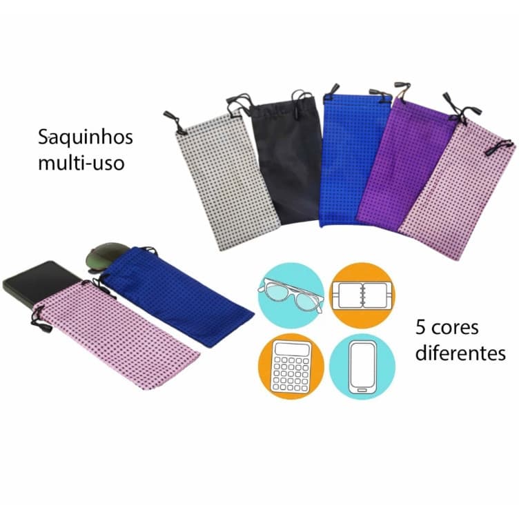 Kit 50/100 Bolsa impermeável para óculos de sol com estampa xadrez colorida Nova