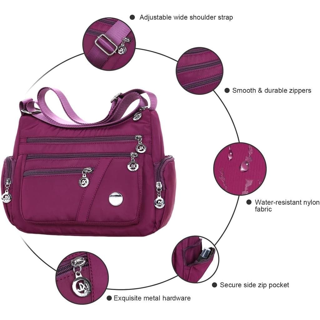 Bolsas Transversais de Nylon WITERY para Mulheres - Bolsa Transversal Impermeável com Zíper e Múltiplos Bolsos, Bolsa de