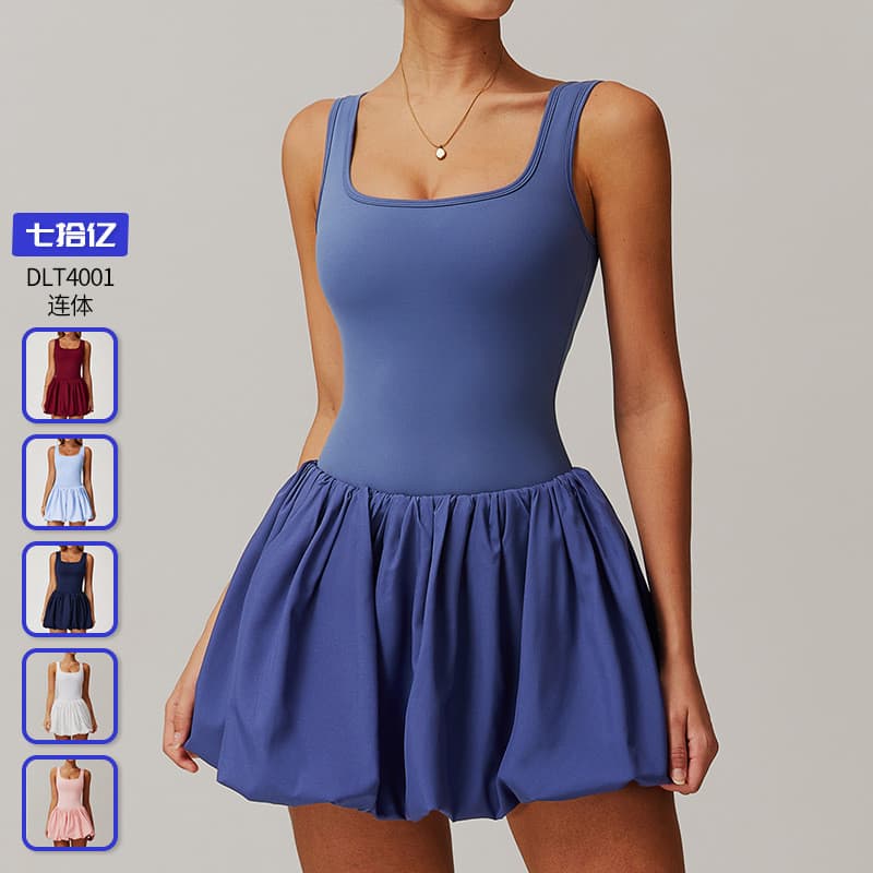 Vestido esportivo feminino de duas peças sem costura, anti-exposição, adequado para corrida ao ar livre, fitness e tênis