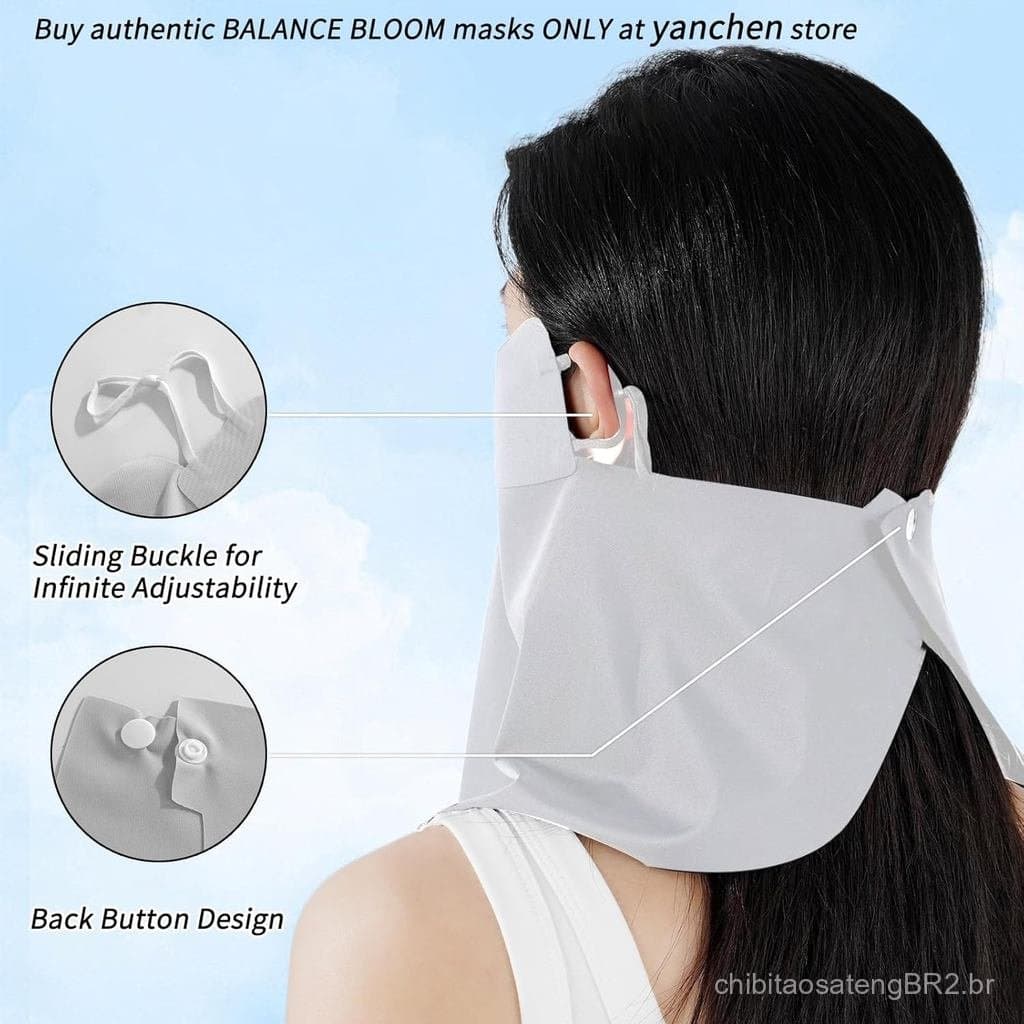 Máscara facial com proteção UV, cobertura para o pescoço, máscara facial com proteção UPF 50+ e design respirável, adequ