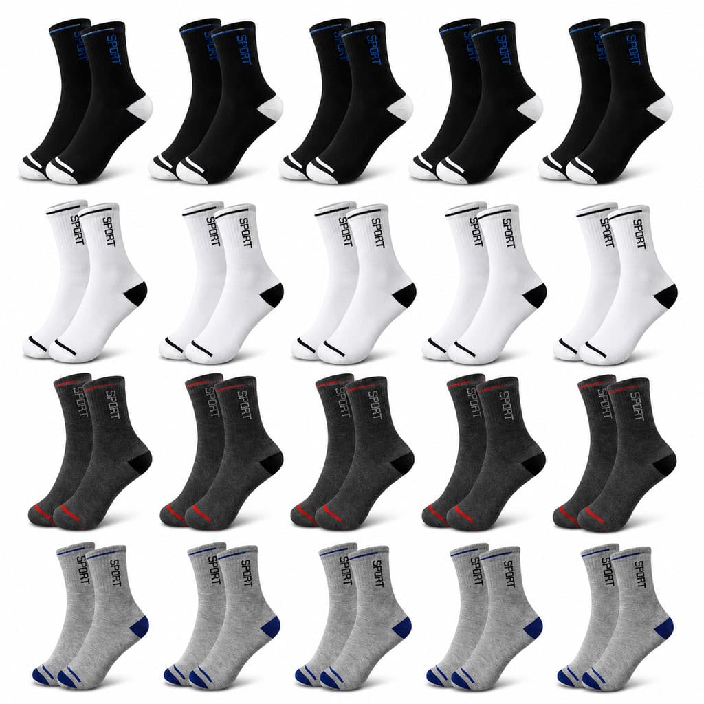 Kit 12 ou 6 Pares de Meia Algodão Premium Unissex Feminino Masculino Confort