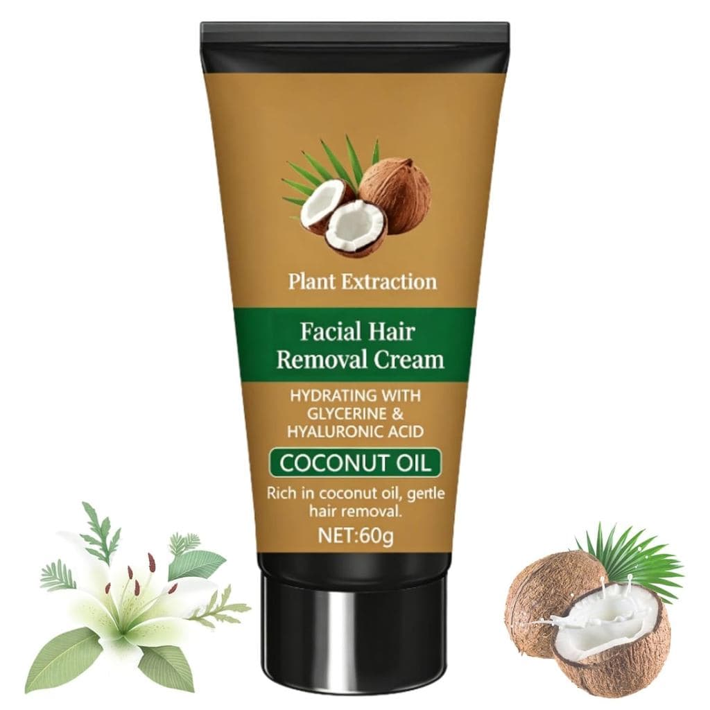 Creme Depilatório Facial Bosnow, Creme Depilatório com Óleo de Coco, Creme Depilatório Indolor com Óleo de Coco e Menta