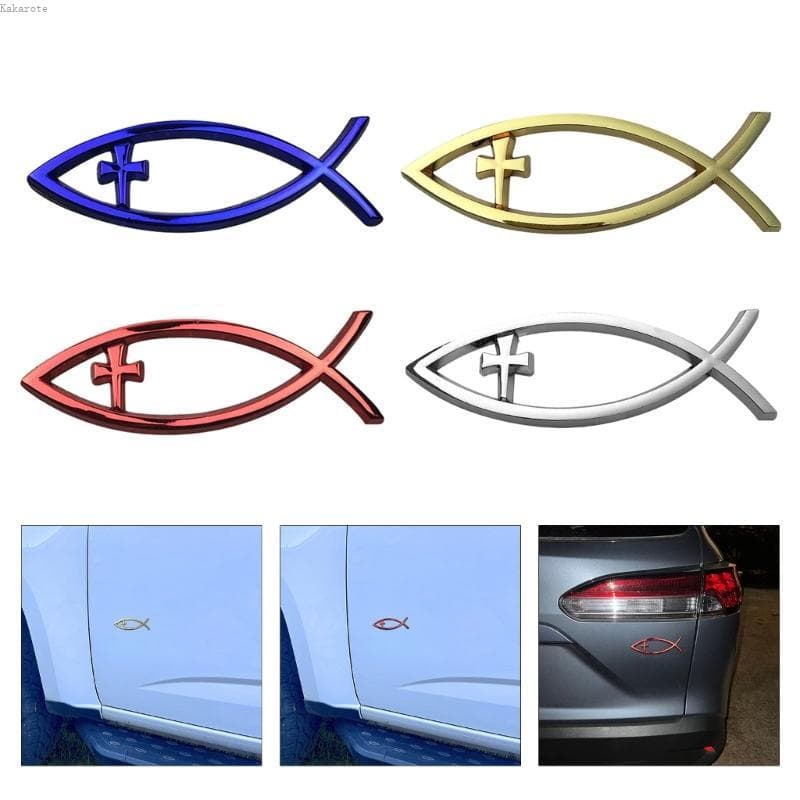 Decalque Autoadesivo Emblema Peixe Ichthys Para Carro, Identidade Religiosa