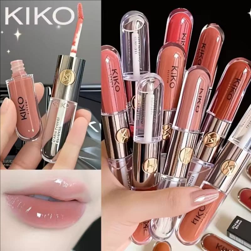 Kiko Batom De Duas Cabeças , Espelho Transparente , Não Desbota , Copo Antiaderente , Brilho Labial , Leite , Chá , Past