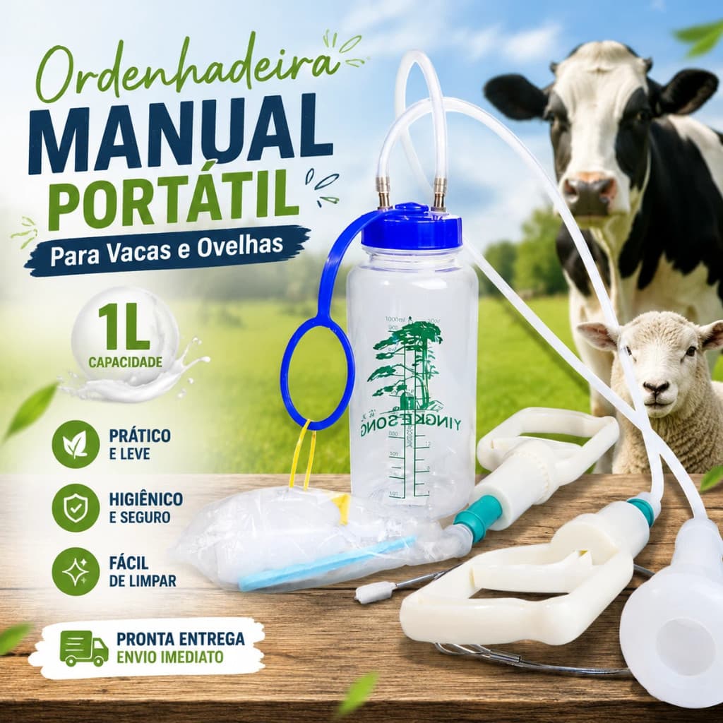 Ordenhadeira Manual Portátil Para Vacas E Ovelhas Bomba Tira-leite Doméstica 1L