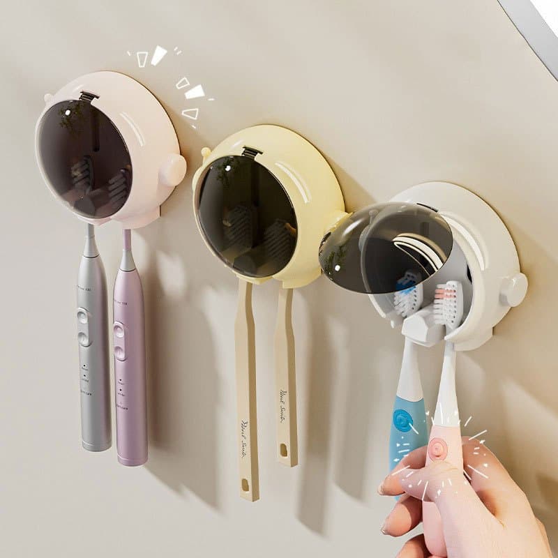 Suporte para escova de dentes em formato de astronauta, com dois compartimentos, fofo, à prova d'água, elétrico, suporte