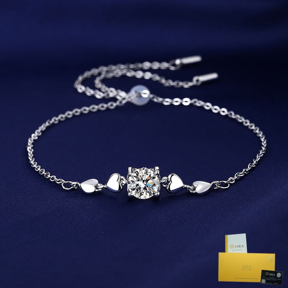 [Com Certificado Gra] Pulseira Simples De Diamante De 1 Quilate Moda Clássica Cabeça De Boi Único Pull-out Ajustável