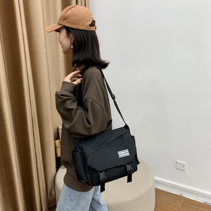 Bolsa Mensageiro De Trabalho De Grande Capacidade Estilo Casual De Ombro De Estudante Com Vários Bolsos
