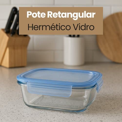 Pote Hermetico Retangular Vidro 370ml Vedacao Segura Duravel Organizador Alimentacao