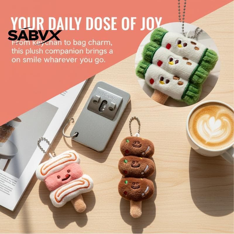SABVX Japonês Rua Comida Oden Espeto Chaveiro De Pelúcia Simulação Boneca Pingente Saco Macio Pendurado Presente Para Am